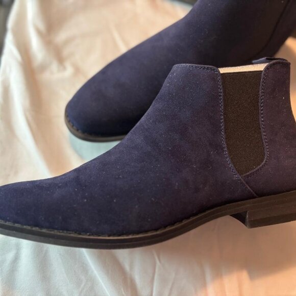 Mens Harrison Myles Chelsea Suede Slip-On Boots Navy Sz 10  Style B-1852  NIB - Picture 2 of 4
